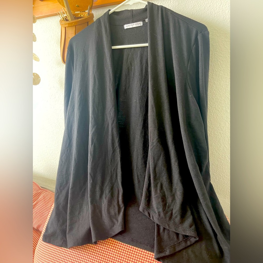 Black light weight shawl with 3/4 sleeves